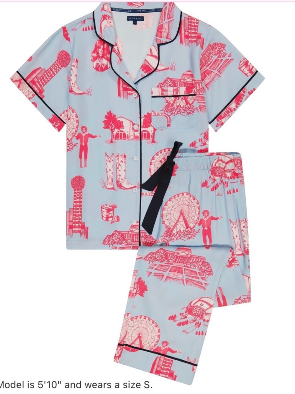 Katie Kime DALLAS TOILE PAJAMA PANTS SET - Picture 2 of 9
